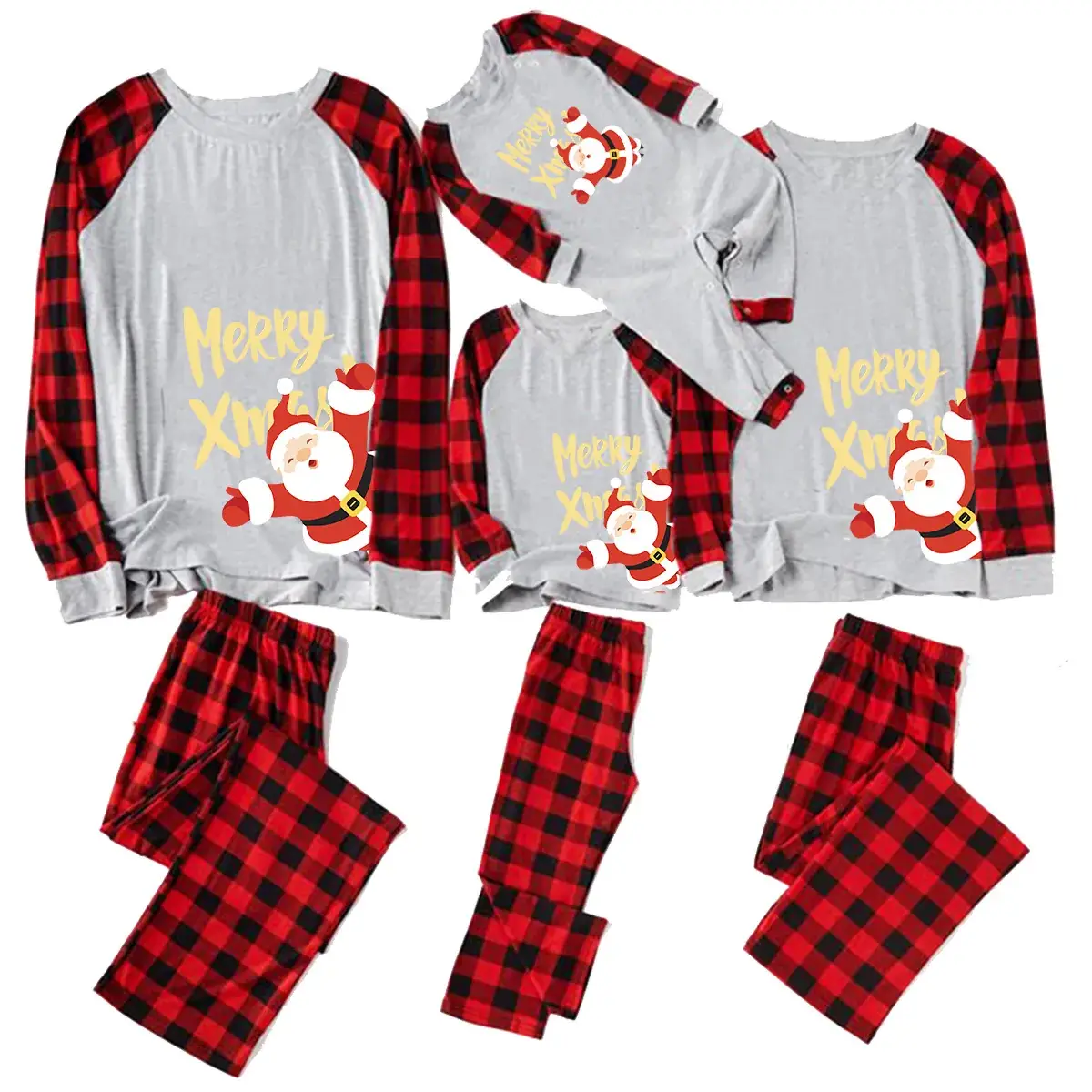 Tianming Christmas Pajamas Set for Kids & Teens Red Plaid - Image 2