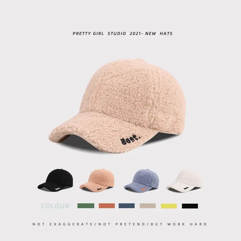 Women's Warm Wool Baseball Cap Autumn Winter Vintage Embroidered