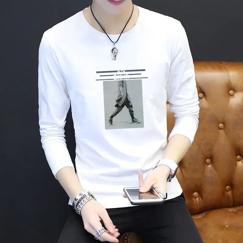 Men's White Floral Long Sleeve T-Shirt Slim Fit - Image 12