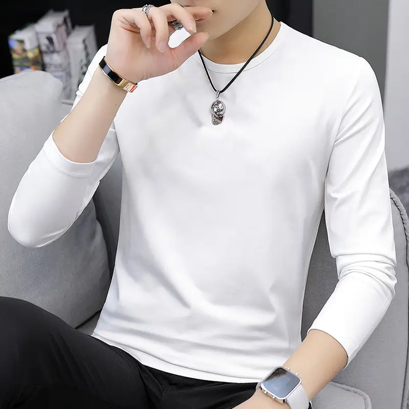Men's White Floral Long Sleeve T-Shirt Slim Fit - Image 18
