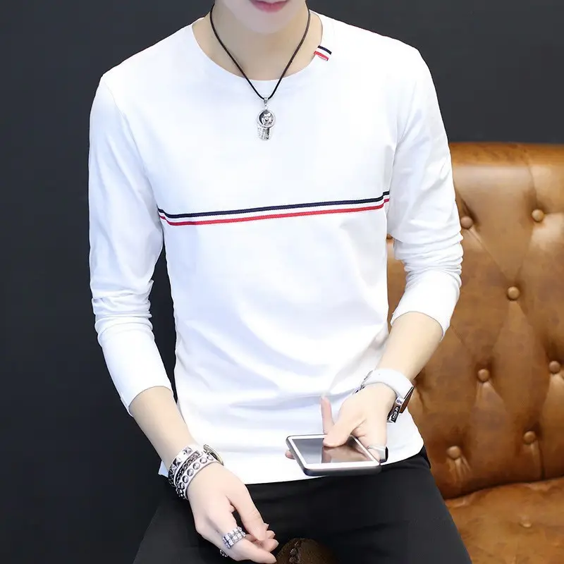 Men's White Floral Long Sleeve T-Shirt Slim Fit - Image 5