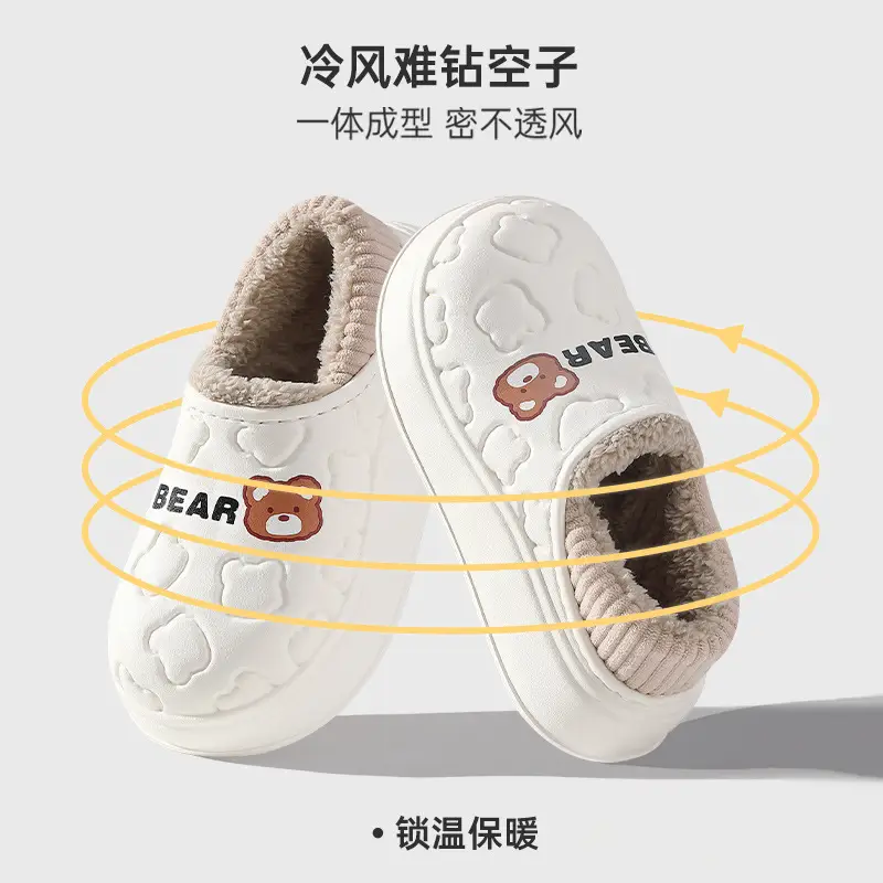 Women's Winter Cartoon Bear Cotton Slippers with Anti-Bacterial Design - Image 7