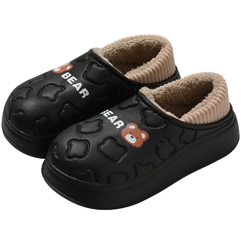 Women's Winter Cartoon Bear Cotton Slippers with Anti-Bacterial Design - Image 10