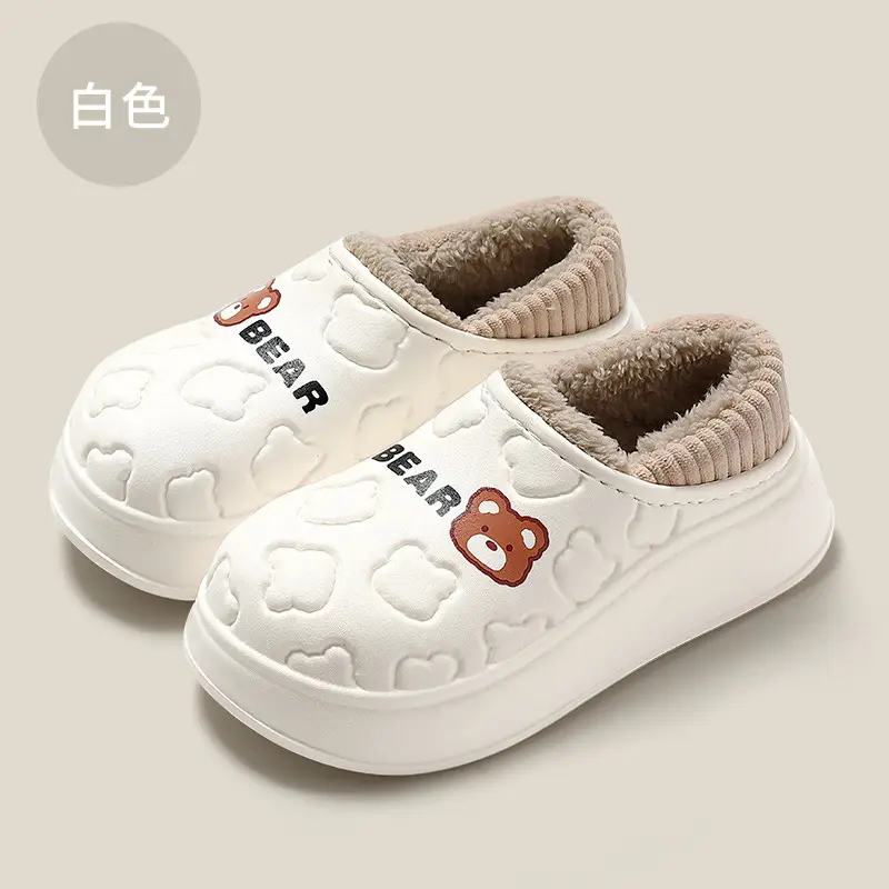 Women's Winter Cartoon Bear Cotton Slippers with Anti-Bacterial Design - Image 2