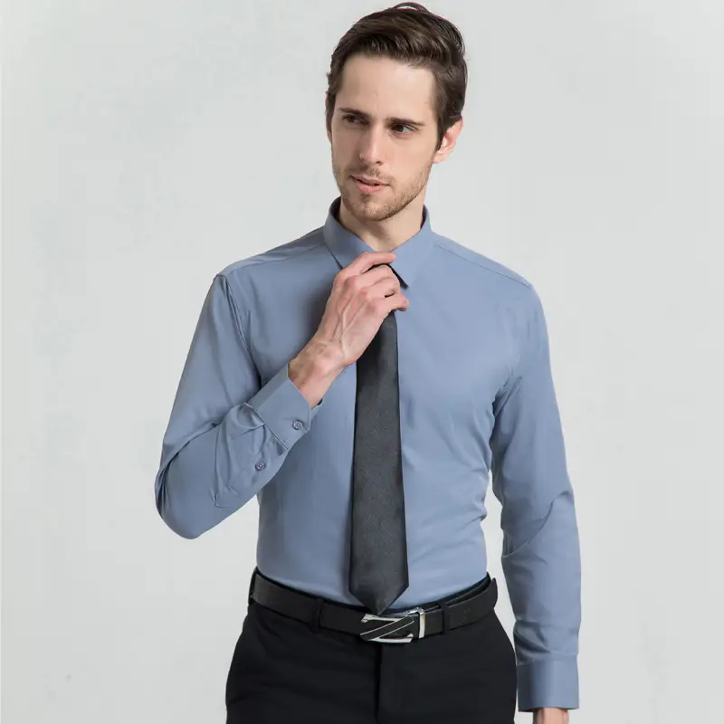 Men's White Long-Sleeve Business Shirt with Tie - Image 9