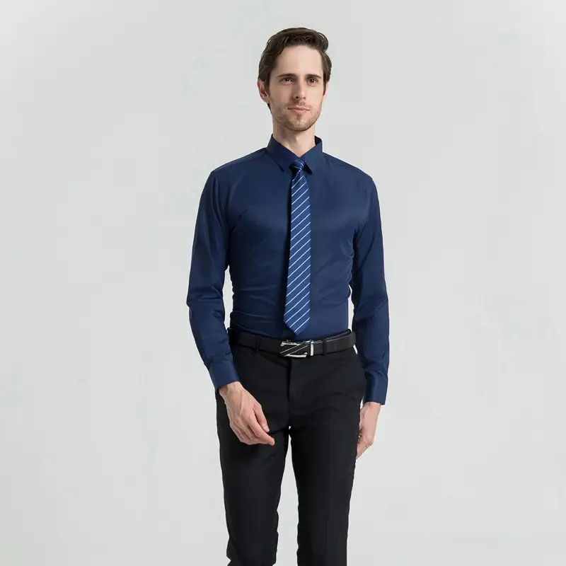 Men's White Long-Sleeve Business Shirt with Tie - Image 10