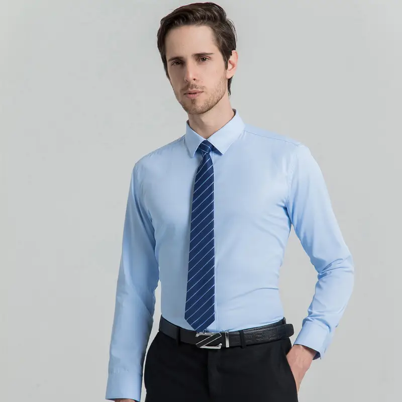 Men's White Long-Sleeve Business Shirt with Tie - Image 11