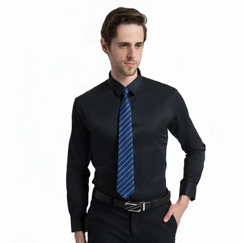 Men's White Long-Sleeve Business Shirt with Tie - Image 12