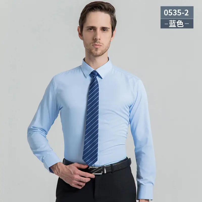 Men's White Long-Sleeve Business Shirt with Tie - Image 2