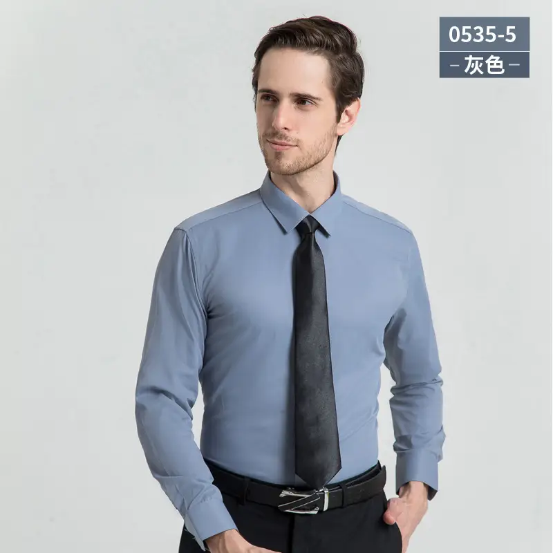 Men's White Long-Sleeve Business Shirt with Tie - Image 5