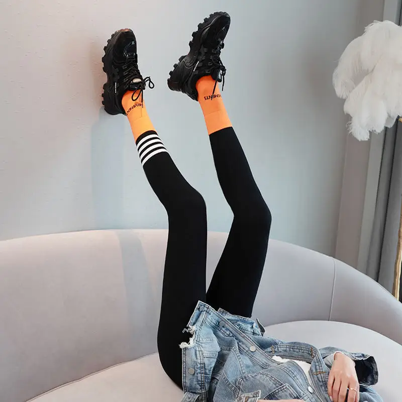 Women's Fleece-Lined Gray Leggings High Waist Winter Wear - Image 7