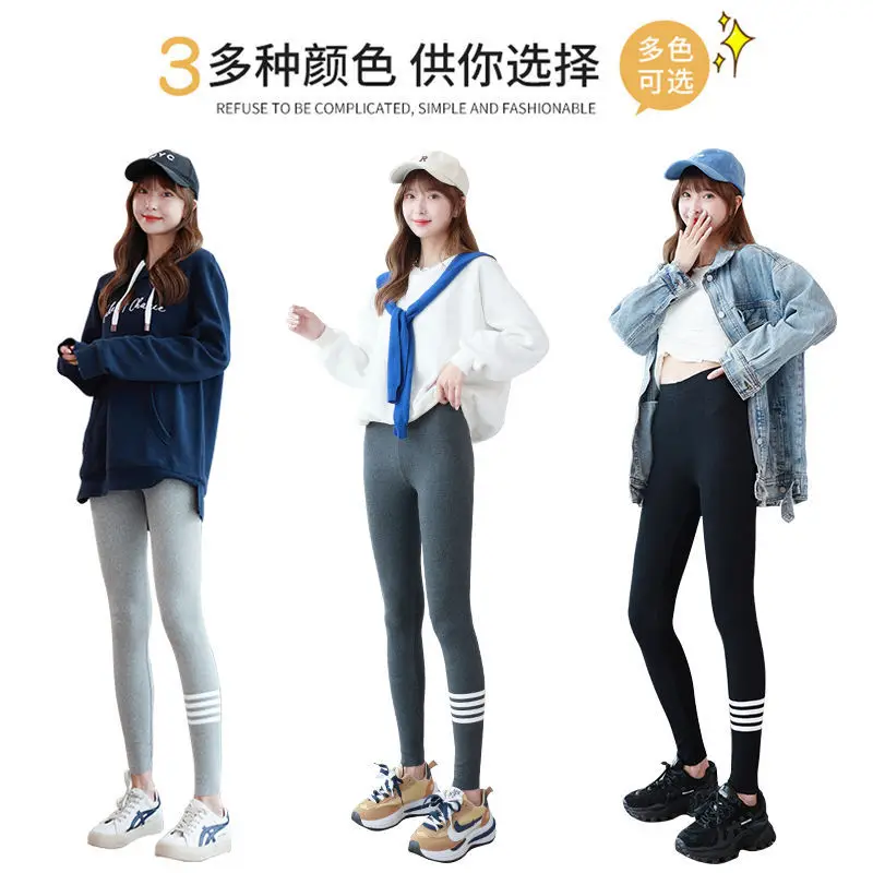 Women's Fleece-Lined Gray Leggings High Waist Winter Wear - Image 8
