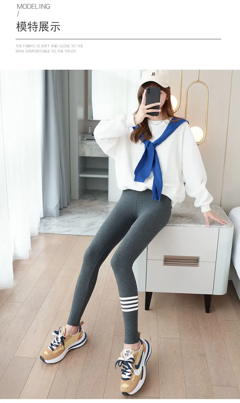 Women's Fleece-Lined Gray Leggings High Waist Winter Wear — feature 22