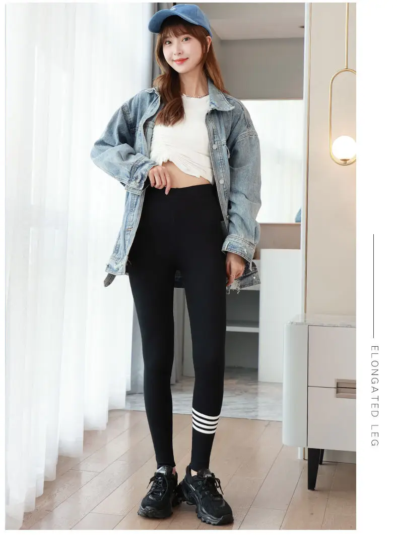 Women's Fleece-Lined Gray Leggings High Waist Winter Wear — feature 27