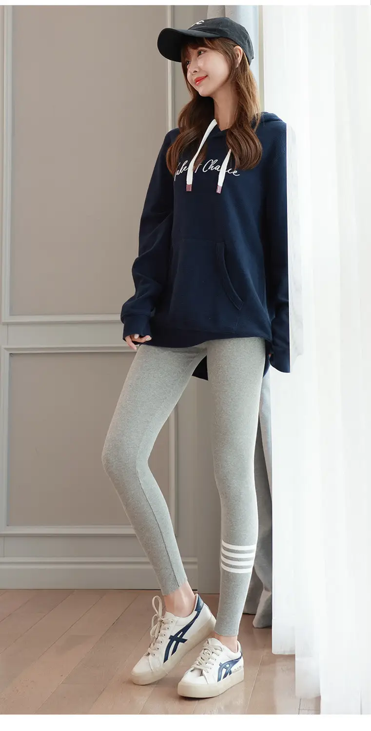 Women's Fleece-Lined Gray Leggings High Waist Winter Wear — feature 32
