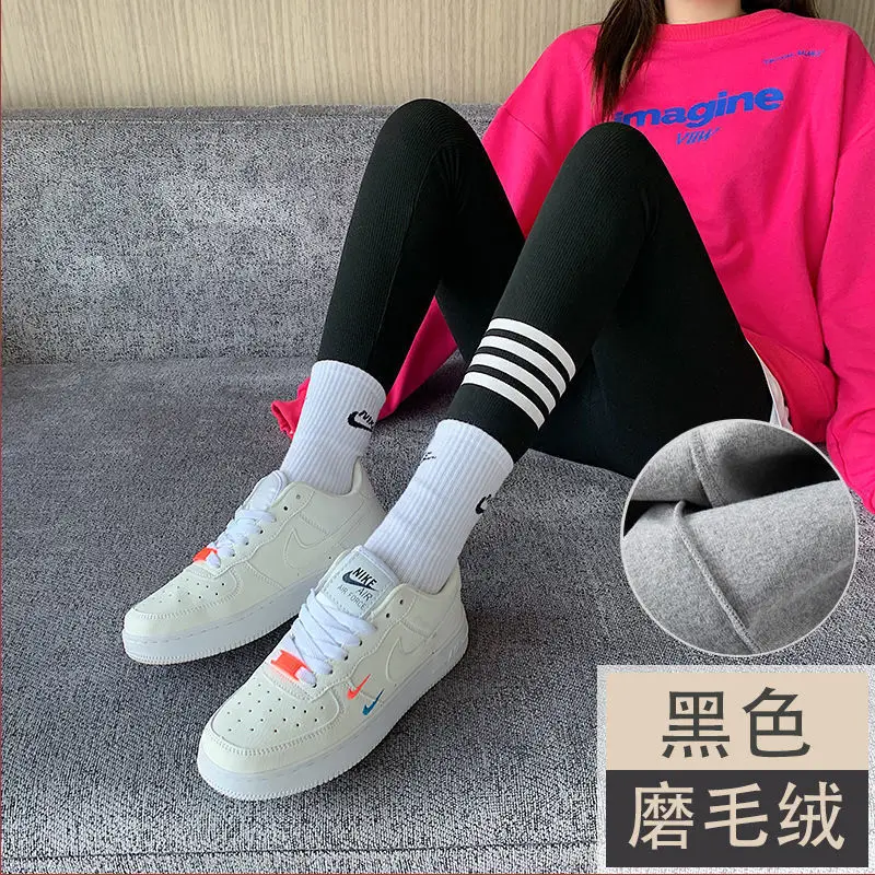 Women's Fleece-Lined Gray Leggings High Waist Winter Wear - Image 6