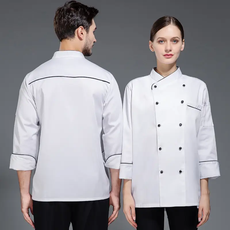 Men & Women White Long Sleeve Chef Shirt