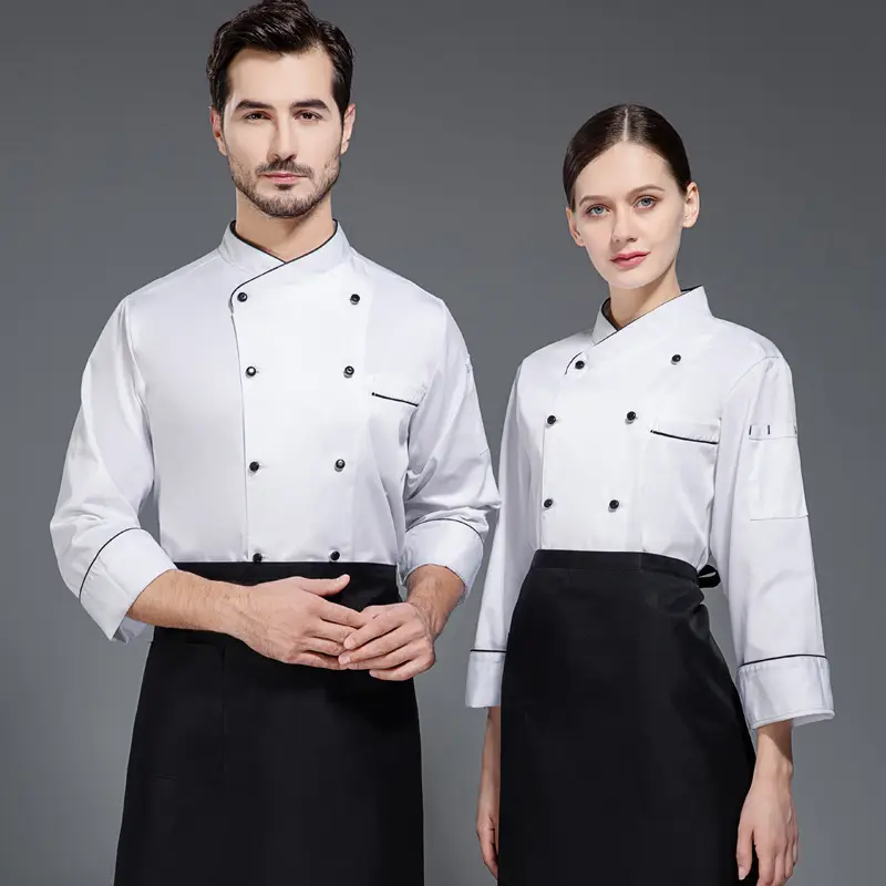 Men & Women White Long Sleeve Chef Shirt