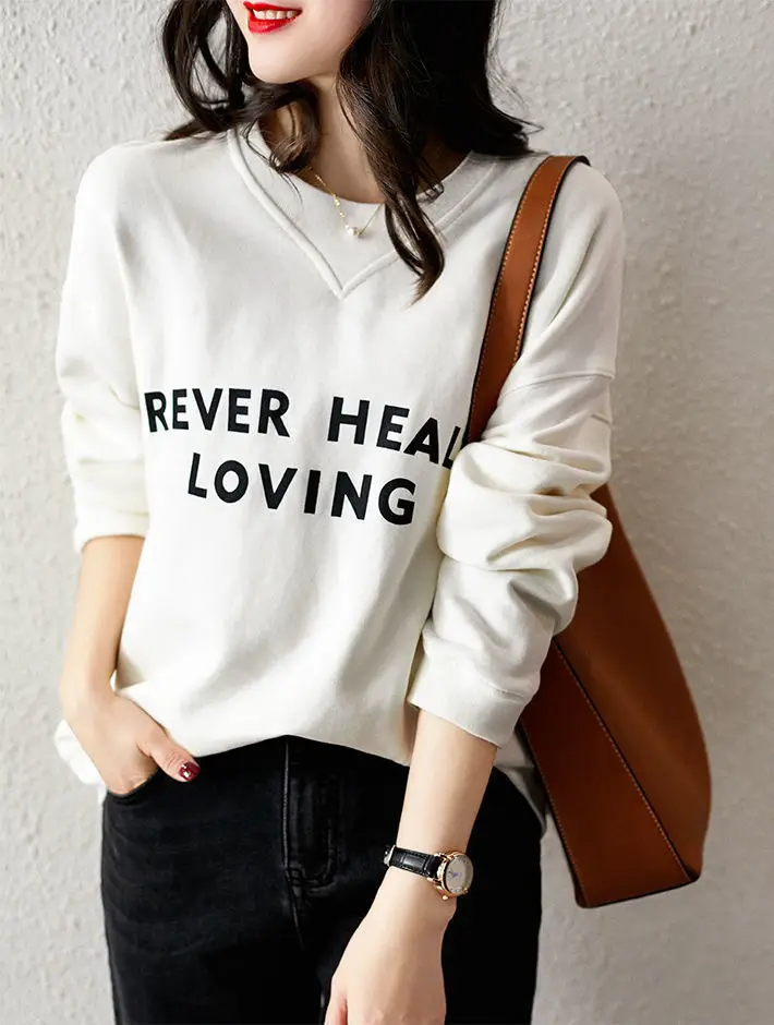 Women's White Printed Cotton Pullover Sweater — feature 10