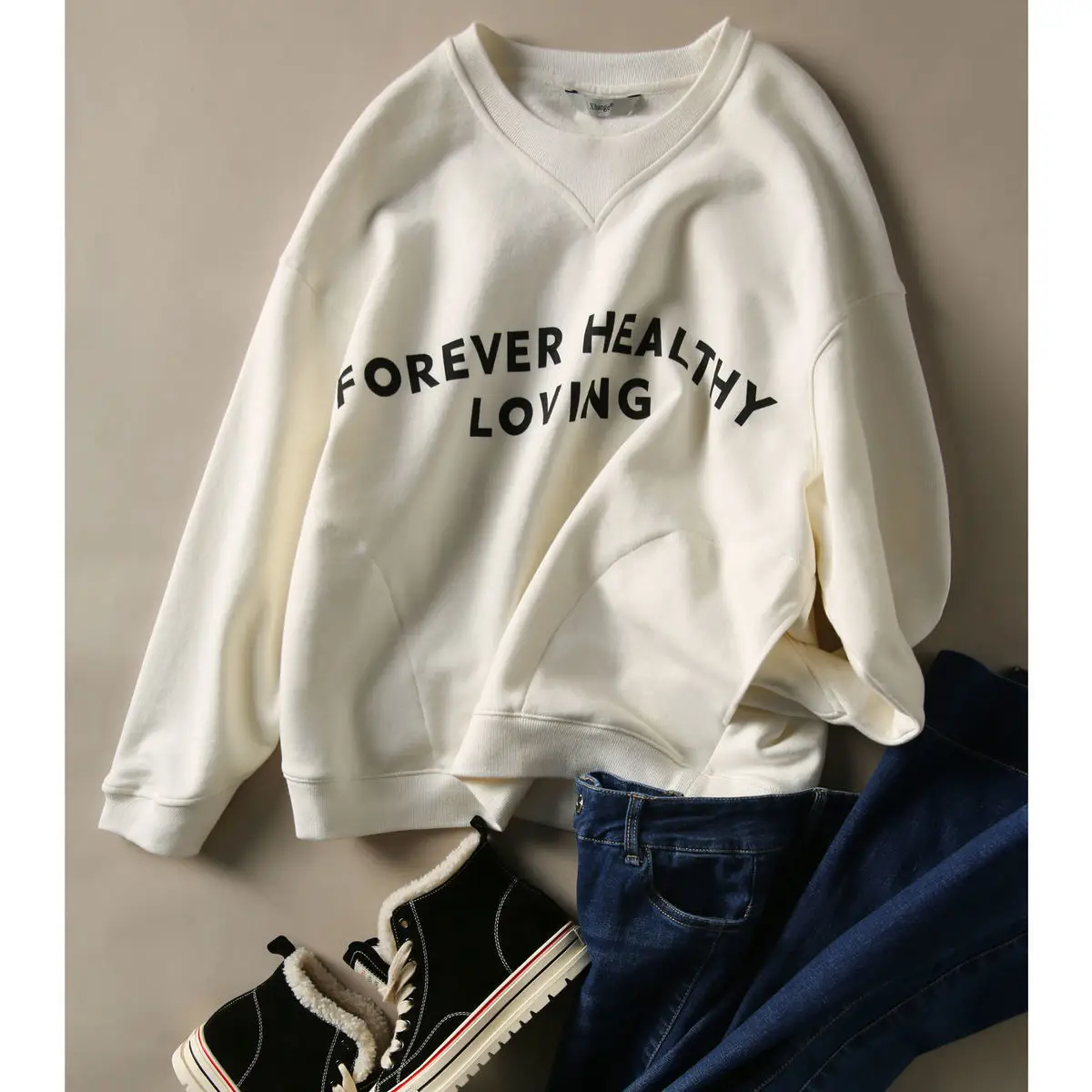 Women's White Printed Cotton Pullover Sweater — feature 17