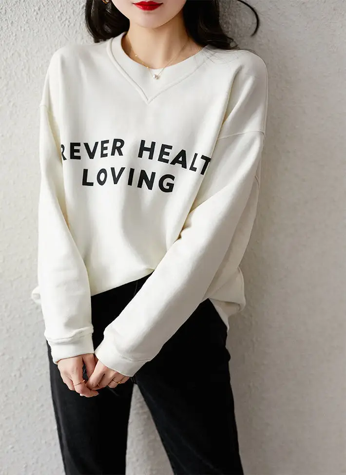 Women's White Printed Cotton Pullover Sweater — feature 8