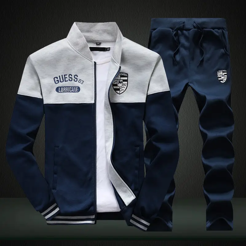 Men Chess Track Suit Navy Black Graphic Pants Set - Image 3