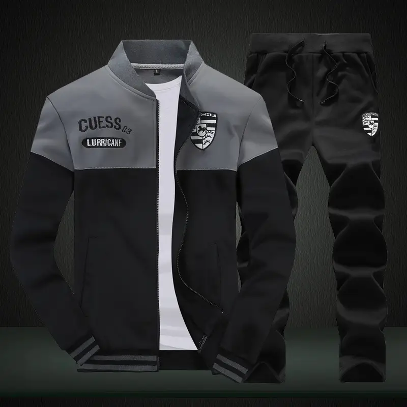 Men Chess Track Suit Navy Black Graphic Pants Set - Image 4