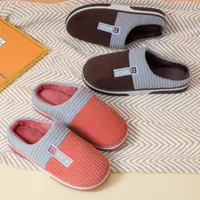 Live Hot Selling Fashion Leather Autumn and Winter Warm Cotton Slippers Home Couple Thickened Waterproof Non-Slip Plush Slippers — feature 11