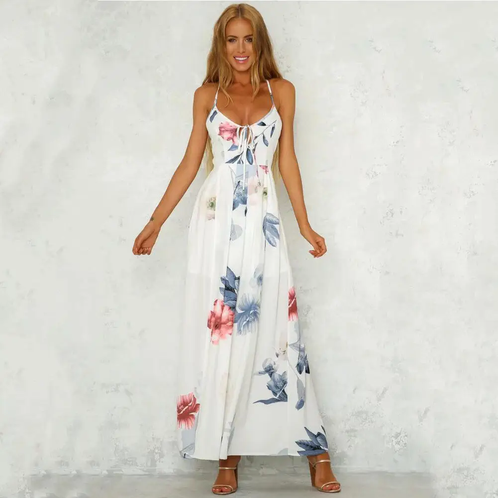 2025 Printed Long Skirt Dress Plus Size Floral White — feature 5