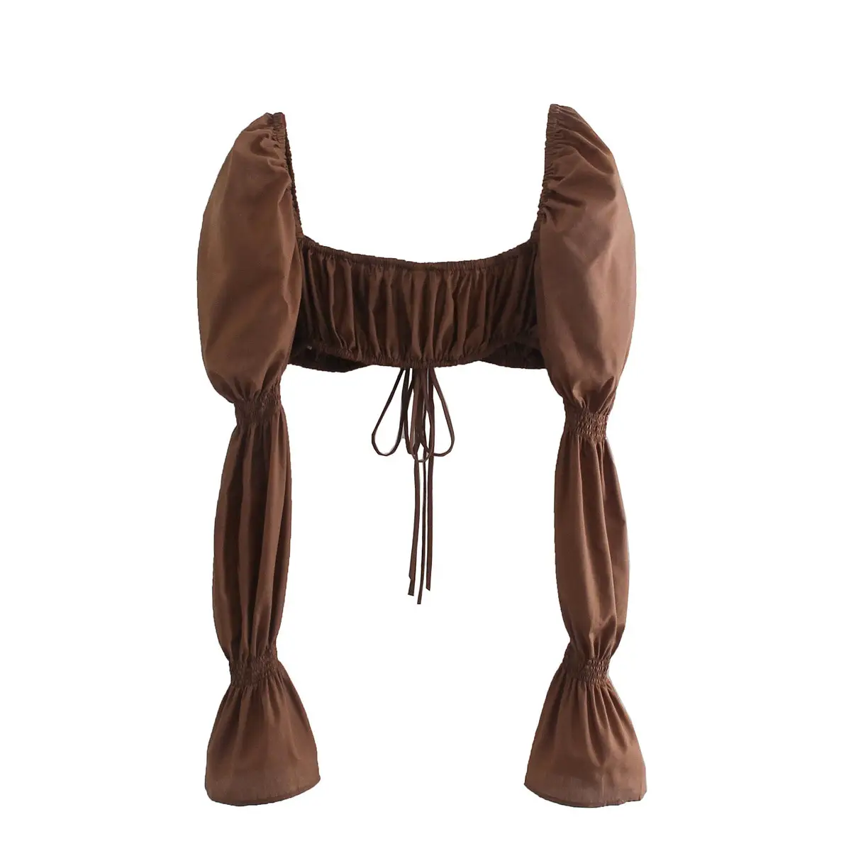 Brown Slim Fit Square Neck Shirt Corset for Women - Image 6
