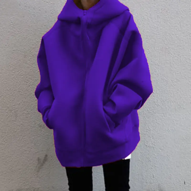 2023 Fleece Zipper Hooded Sweater Brown - Image 3