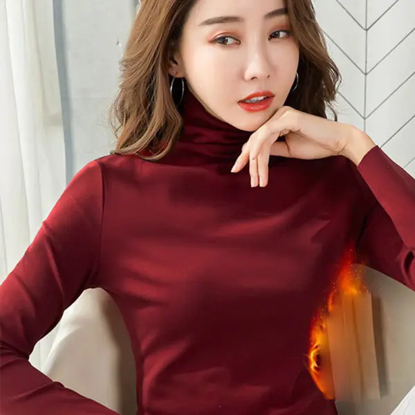 2025 Autumn Winter Long Sleeve Turtleneck Shirt for Plus Size Women - Image 5