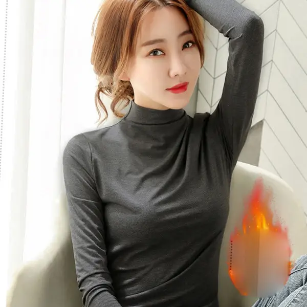 2025 Autumn Winter Long Sleeve Turtleneck Shirt for Plus Size Women - Image 6