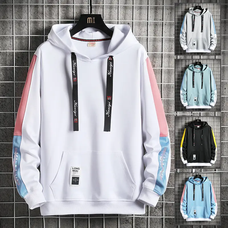 Men's Grey Hooded Sweatshirt Large Size Long Sleeve