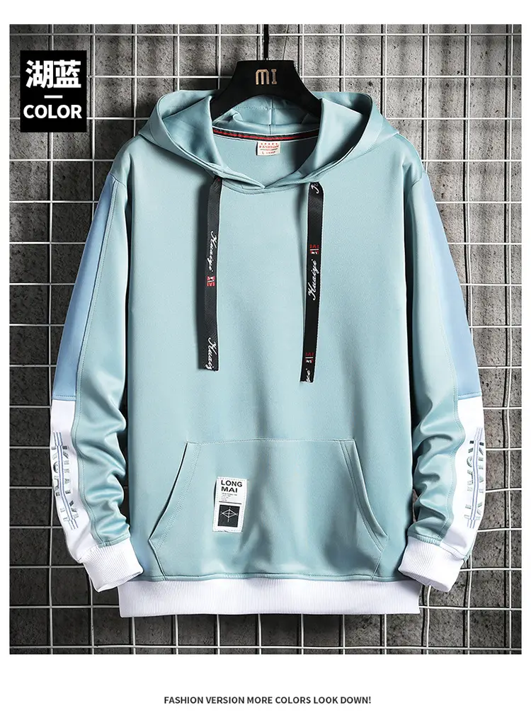 Men's Grey Hooded Sweatshirt Large Size Long Sleeve