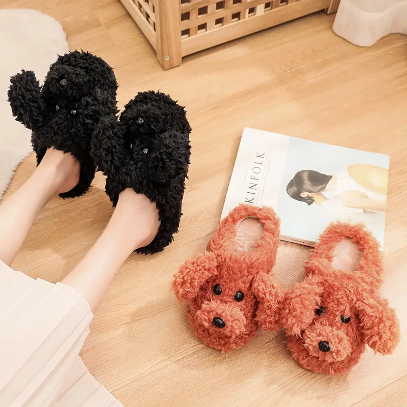 Women's Cute Cartoon Dog Slippers Warm Cotton Winter - Image 5