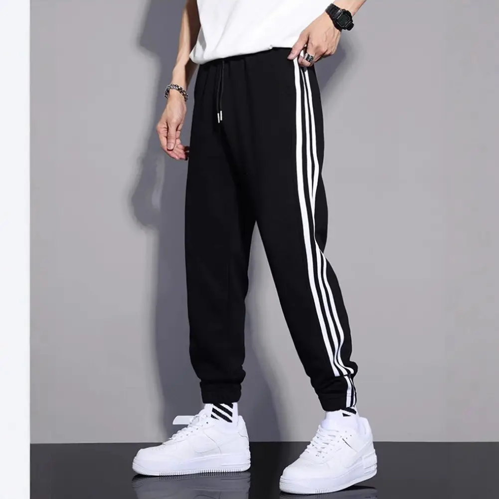 Classic Three Bar Sports Pants Men's Black Warm All-Match