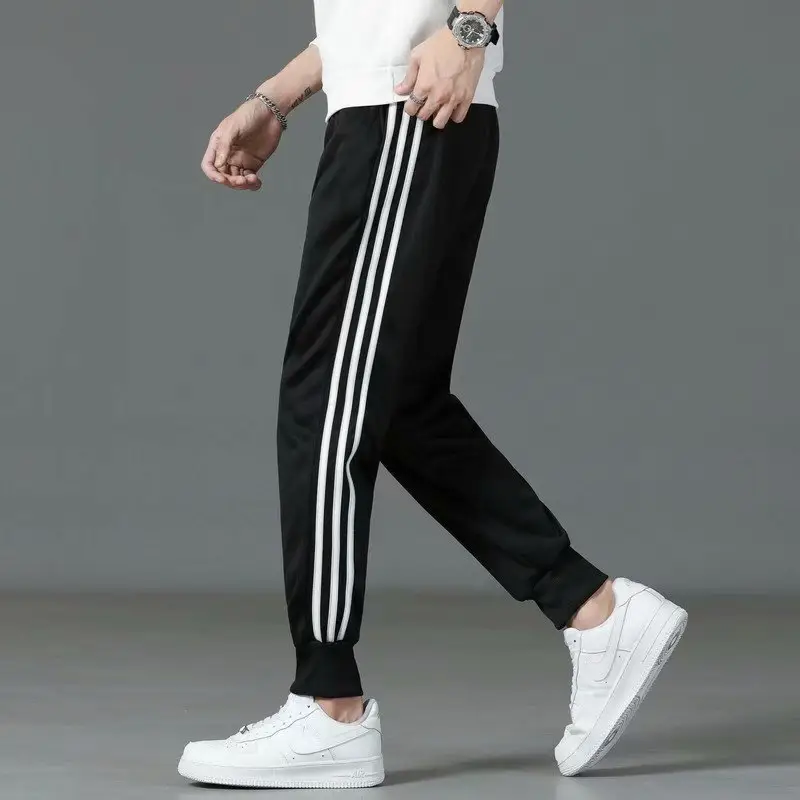 Classic Three Bar Sports Pants Men's Black Warm All-Match