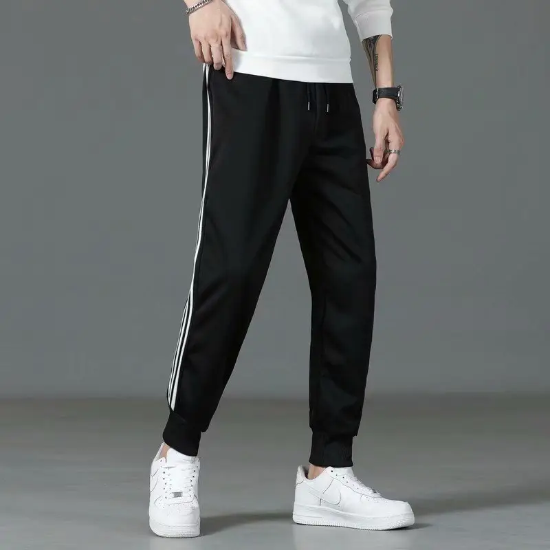 Classic Three Bar Sports Pants Men's Black Warm All-Match