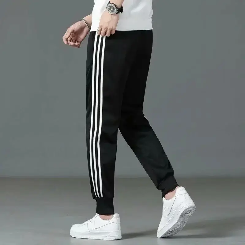Classic Three Bar Sports Pants Men's Black Warm All-Match