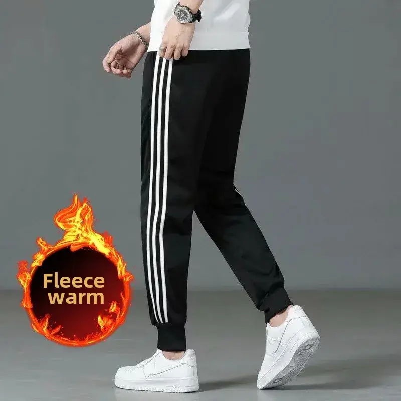 Classic Three Bar Sports Pants Men's Black Warm All-Match