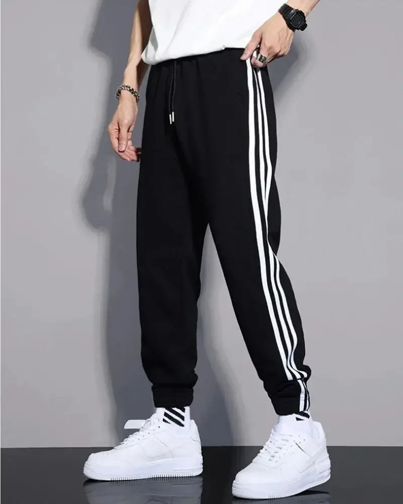 Classic Three Bar Sports Pants Men's Black Warm All-Match
