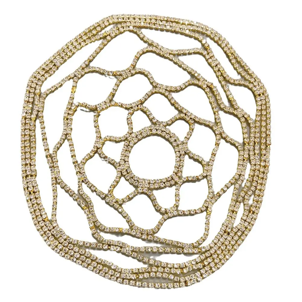 European American Bridal Rhinestone Headband Tassel Mesh