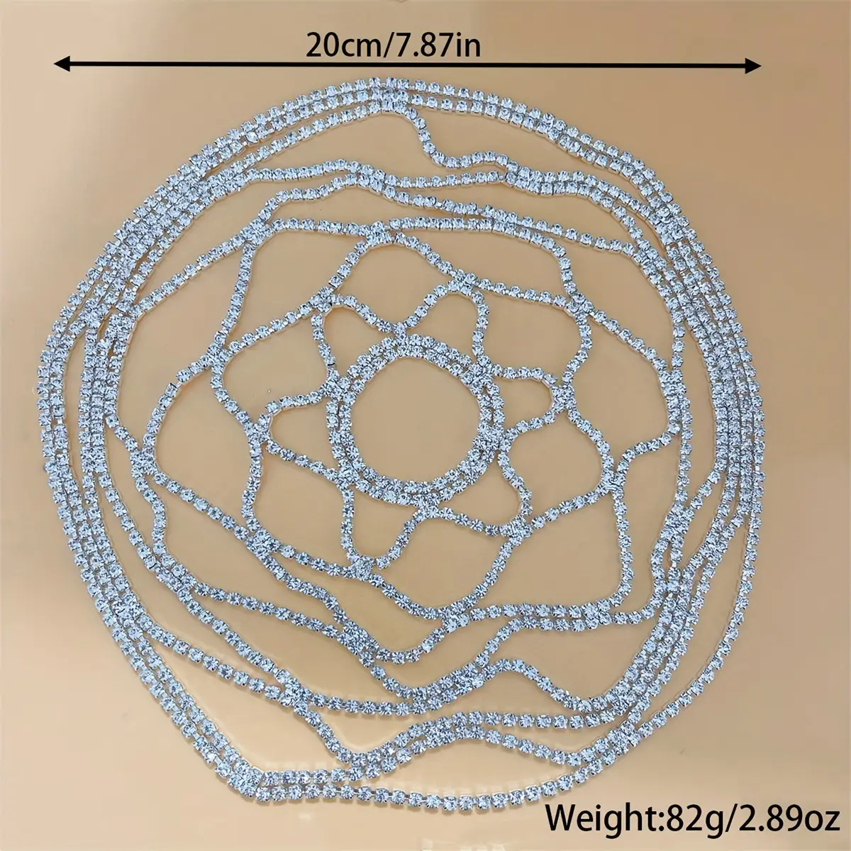 European American Bridal Rhinestone Headband Tassel Mesh — feature 11