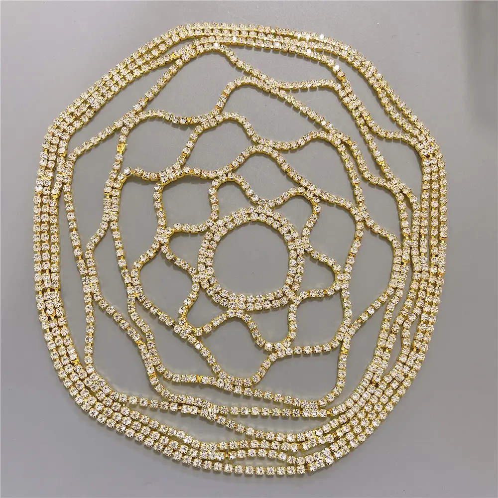 European American Bridal Rhinestone Headband Tassel Mesh — feature 6