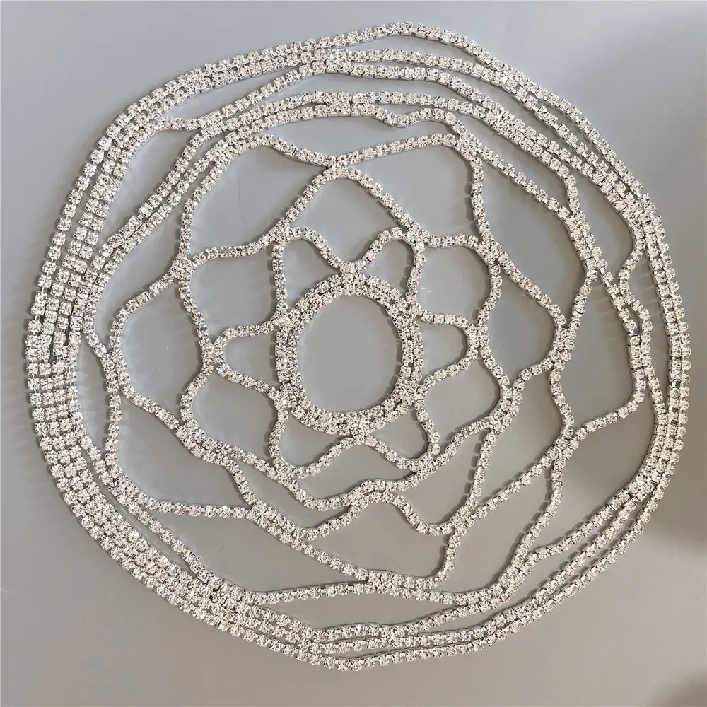 European American Bridal Rhinestone Headband Tassel Mesh — feature 7
