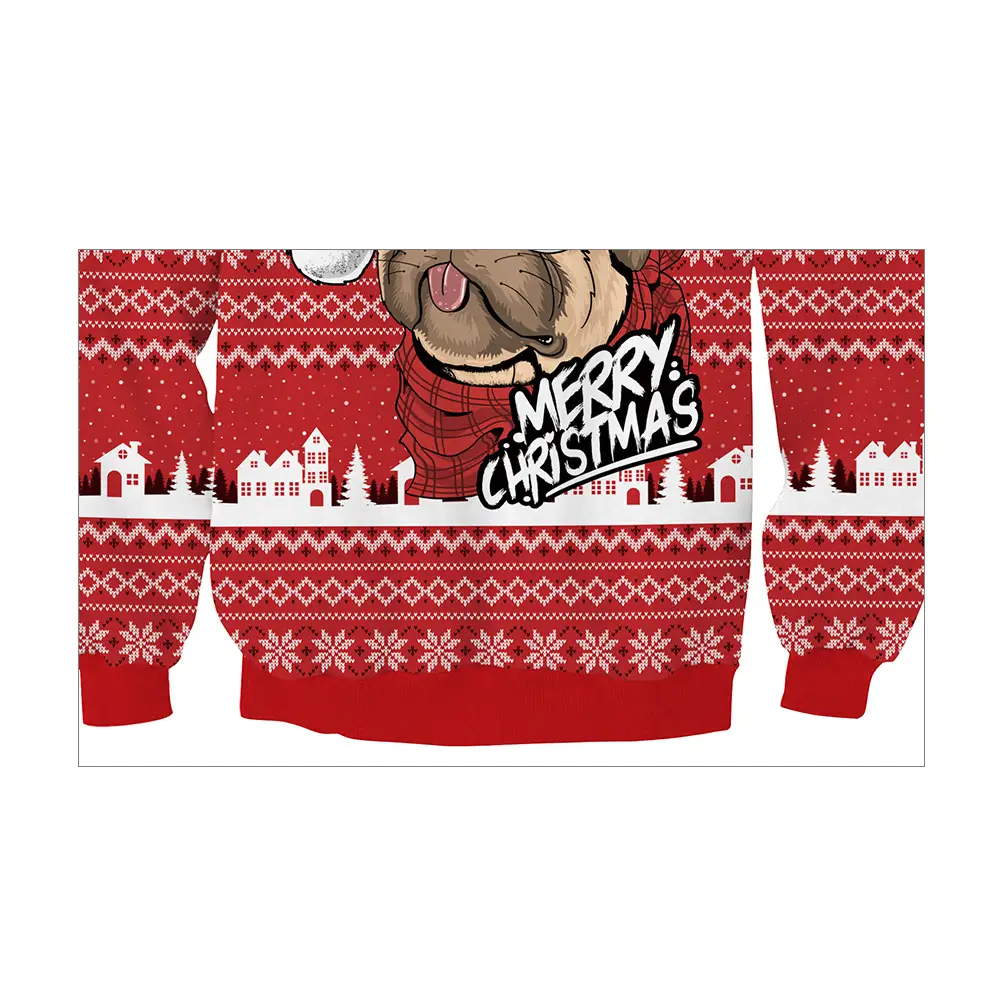 2024 Christmas Animal Puppy Sweatshirt Red Round Neck Long Sleeve - Image 4