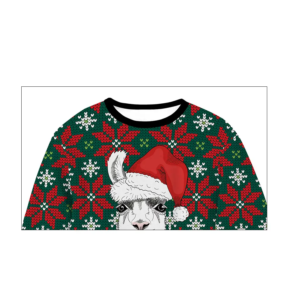 Christmas Fawn Print Crew Neck Long Sleeve Sweater - Image 3