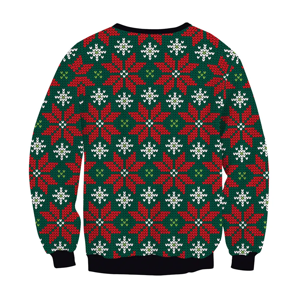 Christmas Fawn Print Crew Neck Long Sleeve Sweater - Image 6