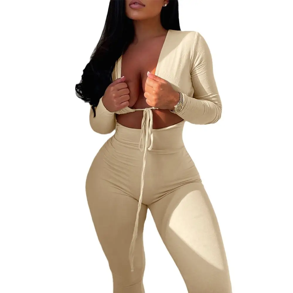 Women Sexy Hollow Out Long Sleeve Jumpsuit - Image 10